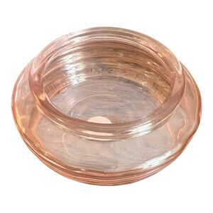 Vtg Pink Depression Glass Ribbed Bowl With Horizontal Band Pattern 4.25 Inch Dia